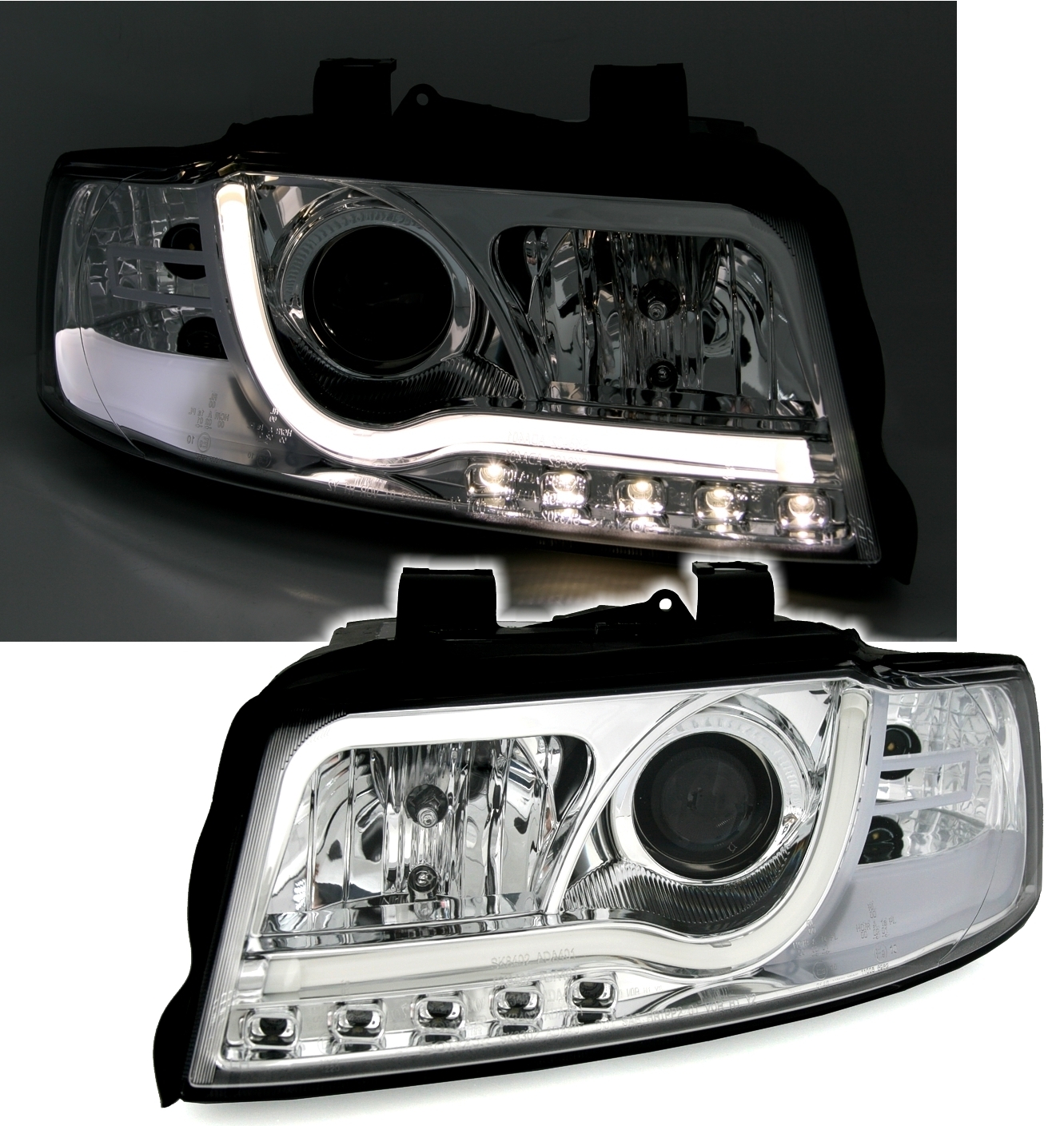 TubeLights Scheinwerfer für Audi A4 8E in Chrom