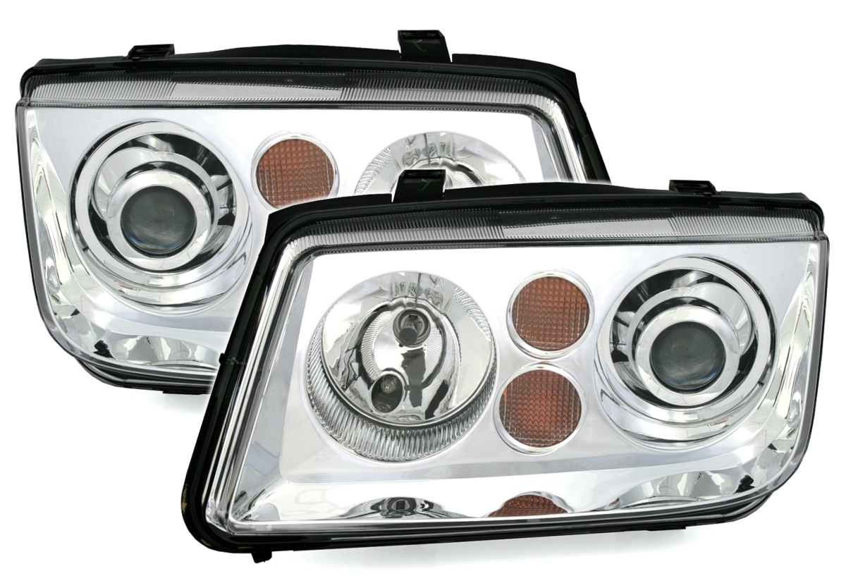 Scheinwerfer Set für VW Bora in Klarglas Chrom