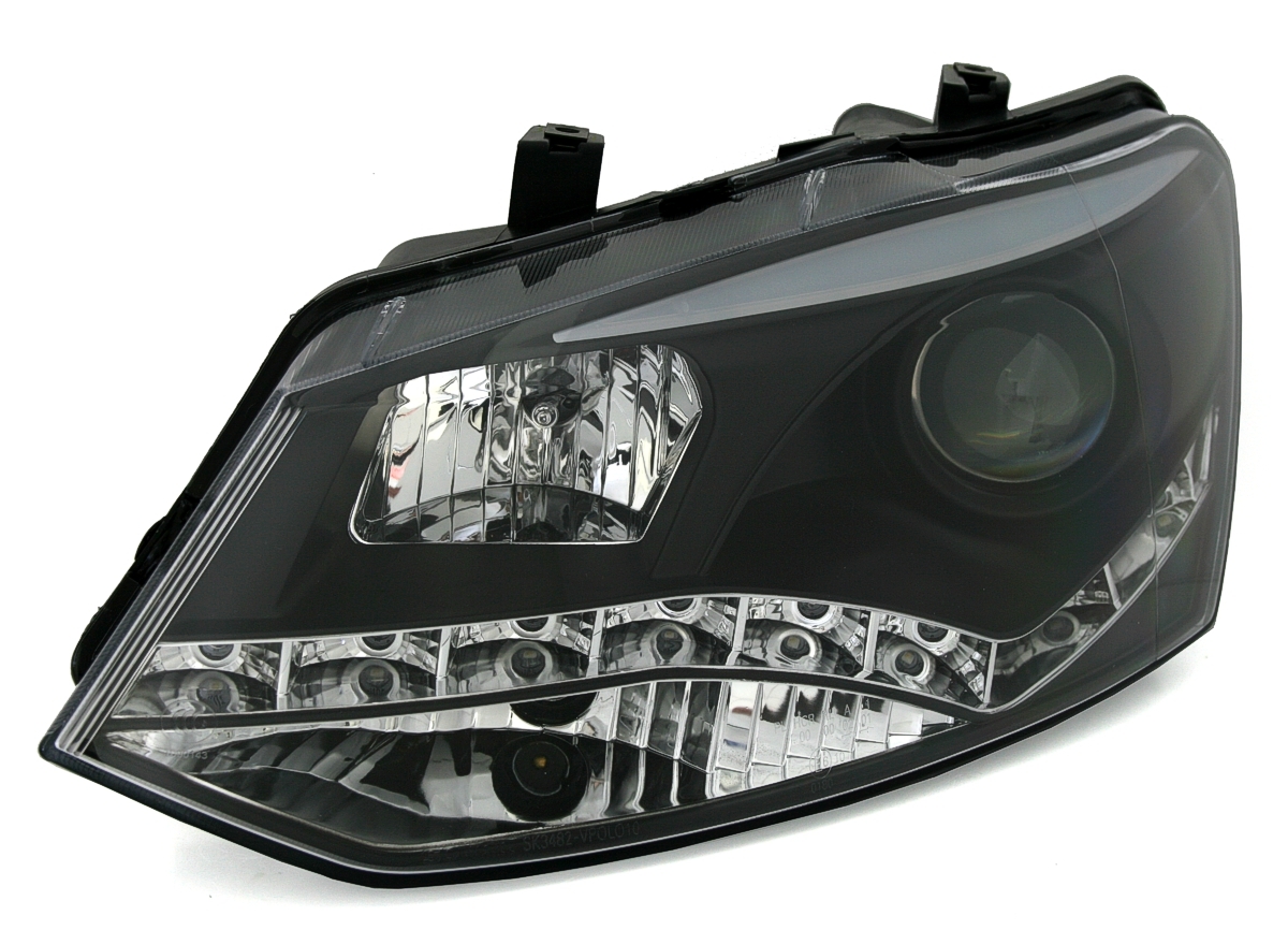 Scheinwerfer Set mit LED für VW Polo 6R in Schwarz
