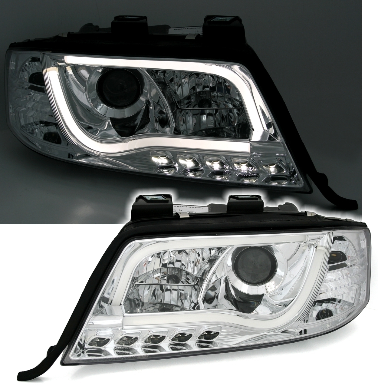 TubeLights Scheinwerfer für Audi A6 C5 in Chrom