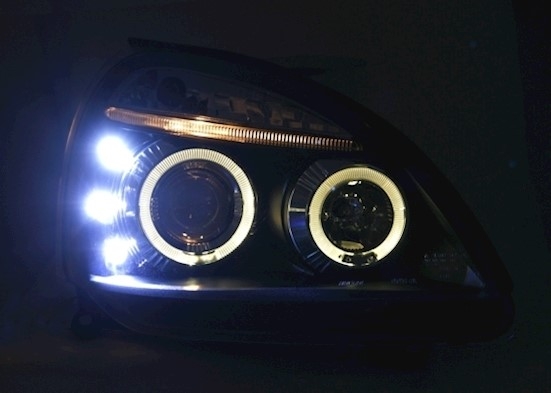 Angel Eyes Scheinwerfer Schwarz für Renault Clio B