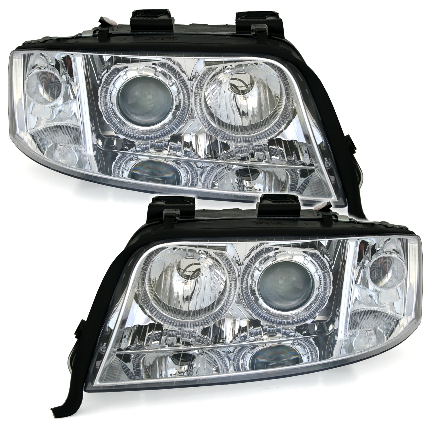 Angel Eyes Scheinwerfer Set für Audi A6 in Chrom