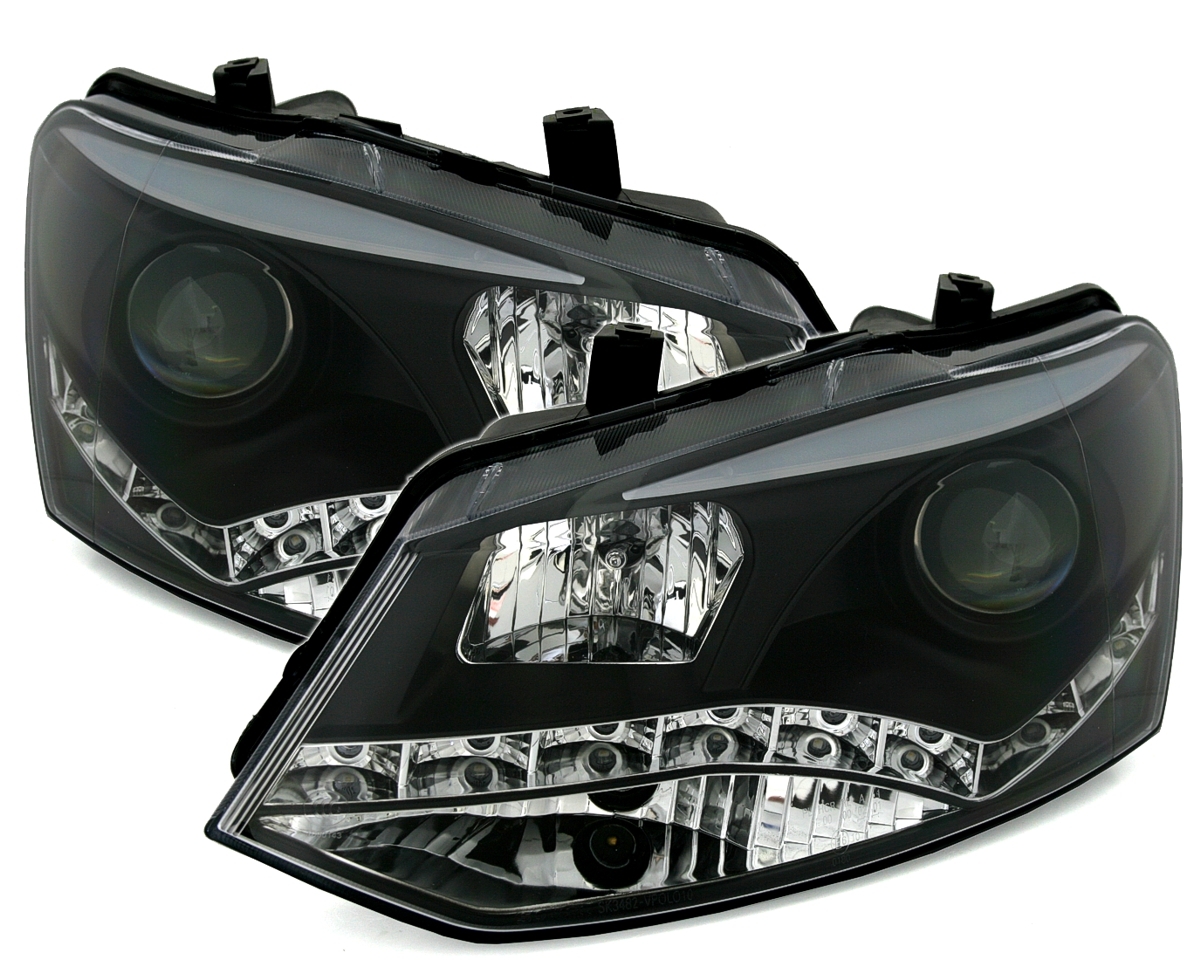 Scheinwerfer Set mit LED für VW Polo 6R in Schwarz